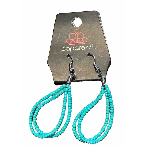 Paparazzi Jewelry Turquoise Beaded Earrings Multi-Strand Dangle Drop New Casual - Picture 1 of 3